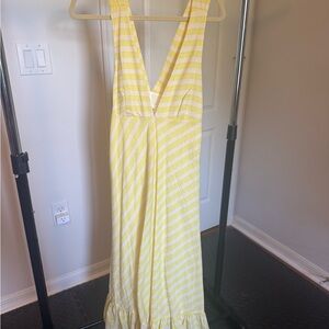 Line & Dot Yellow Striped Maxi Dress